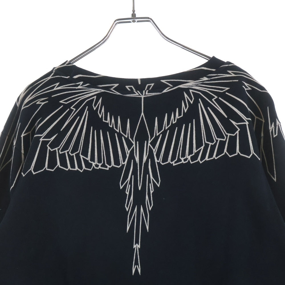 MARCELO BURLON(マルセロバーロン) 両面プリント クルーネック長袖スウェットトレーナー ブラック CMBA009F17506034