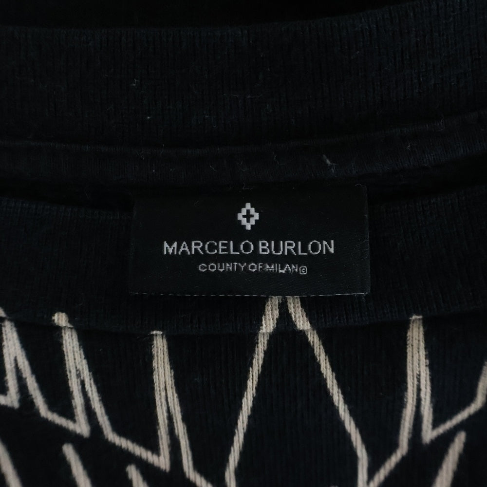 MARCELO BURLON(マルセロバーロン) 両面プリント クルーネック長袖スウェットトレーナー ブラック CMBA009F17506034