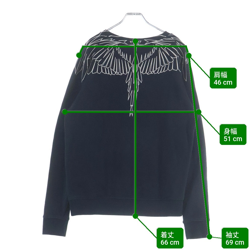 MARCELO BURLON(マルセロバーロン) 両面プリント クルーネック長袖スウェットトレーナー ブラック CMBA009F17506034