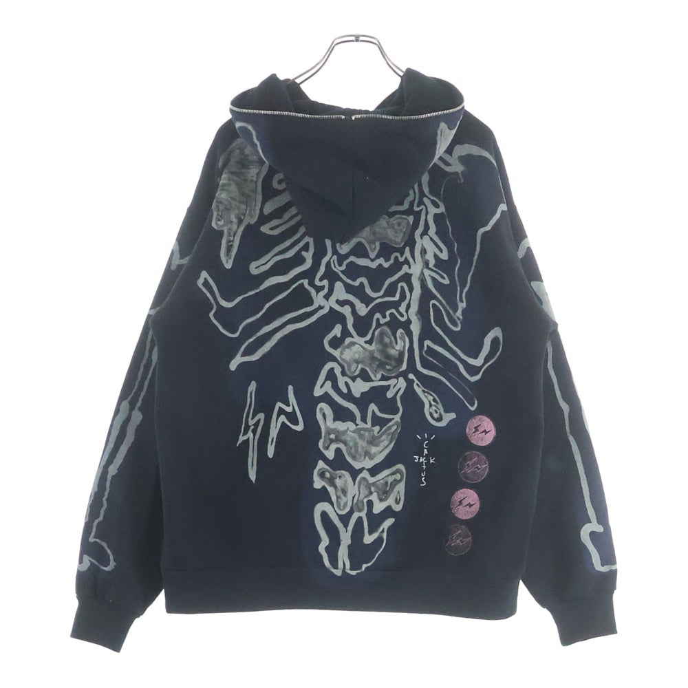 Cactus Jack(カクタスジャック) ×Fragment Design Skeleton Graffiti Full Zip Hoodie フラグメントデザイン スケルトングラフィティ フルジップアップパーカー ブラック