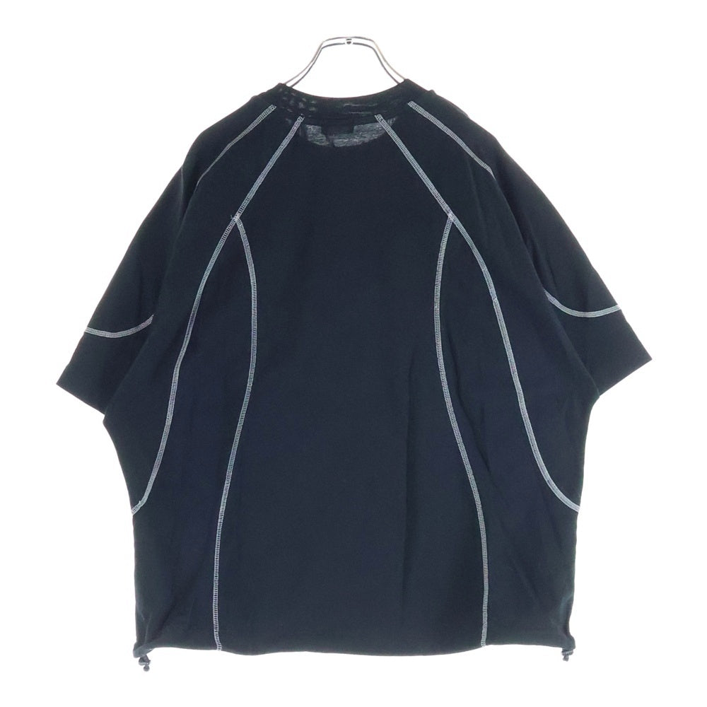 CLESSTE(クレスト) FUTURE T-SHIRT WITH DRAWSTRINGS ヒューチャー クルーネック半袖Tシャツカットソー ウィズ ドローストリング ブラック CLE-TE-2411