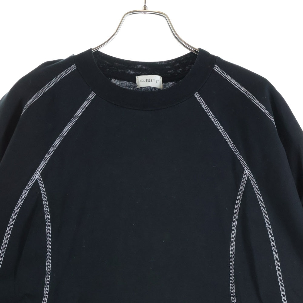 CLESSTE(クレスト) FUTURE T-SHIRT WITH DRAWSTRINGS ヒューチャー クルーネック半袖Tシャツカットソー ウィズ ドローストリング ブラック CLE-TE-2411