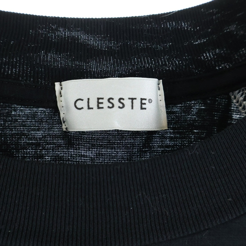 CLESSTE(クレスト) FUTURE T-SHIRT WITH DRAWSTRINGS ヒューチャー クルーネック半袖Tシャツカットソー ウィズ ドローストリング ブラック CLE-TE-2411
