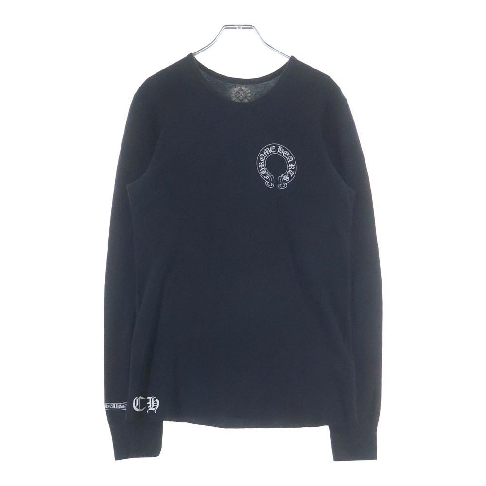 CHROME HEARTS(クロムハーツ) ホースシュー プリントサーマル クルーネック 長袖Tシャツ カットソー ブラック