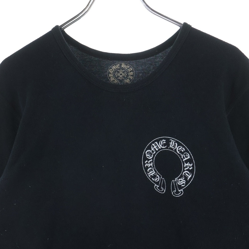 CHROME HEARTS(クロムハーツ) ホースシュー プリントサーマル クルーネック 長袖Tシャツ カットソー ブラック