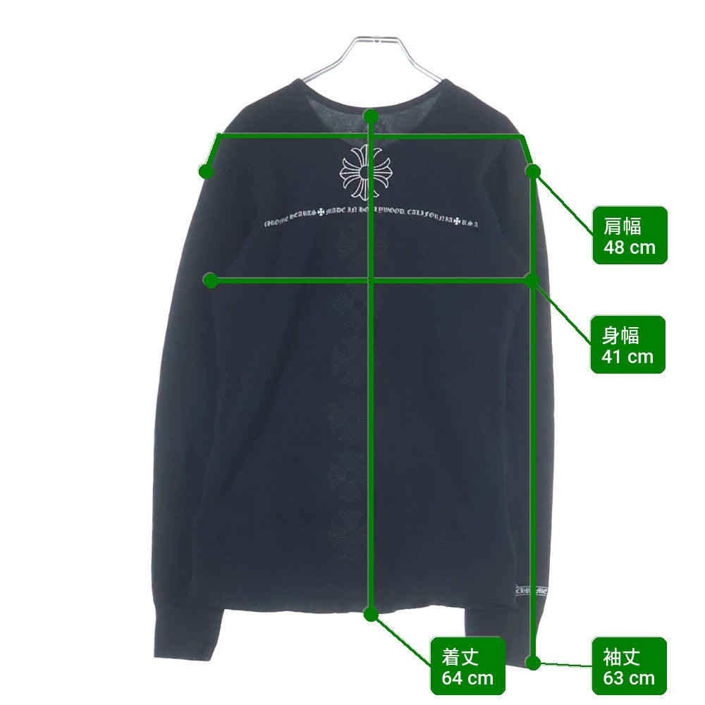 CHROME HEARTS(クロムハーツ) ホースシュー プリントサーマル クルーネック 長袖Tシャツ カットソー ブラック