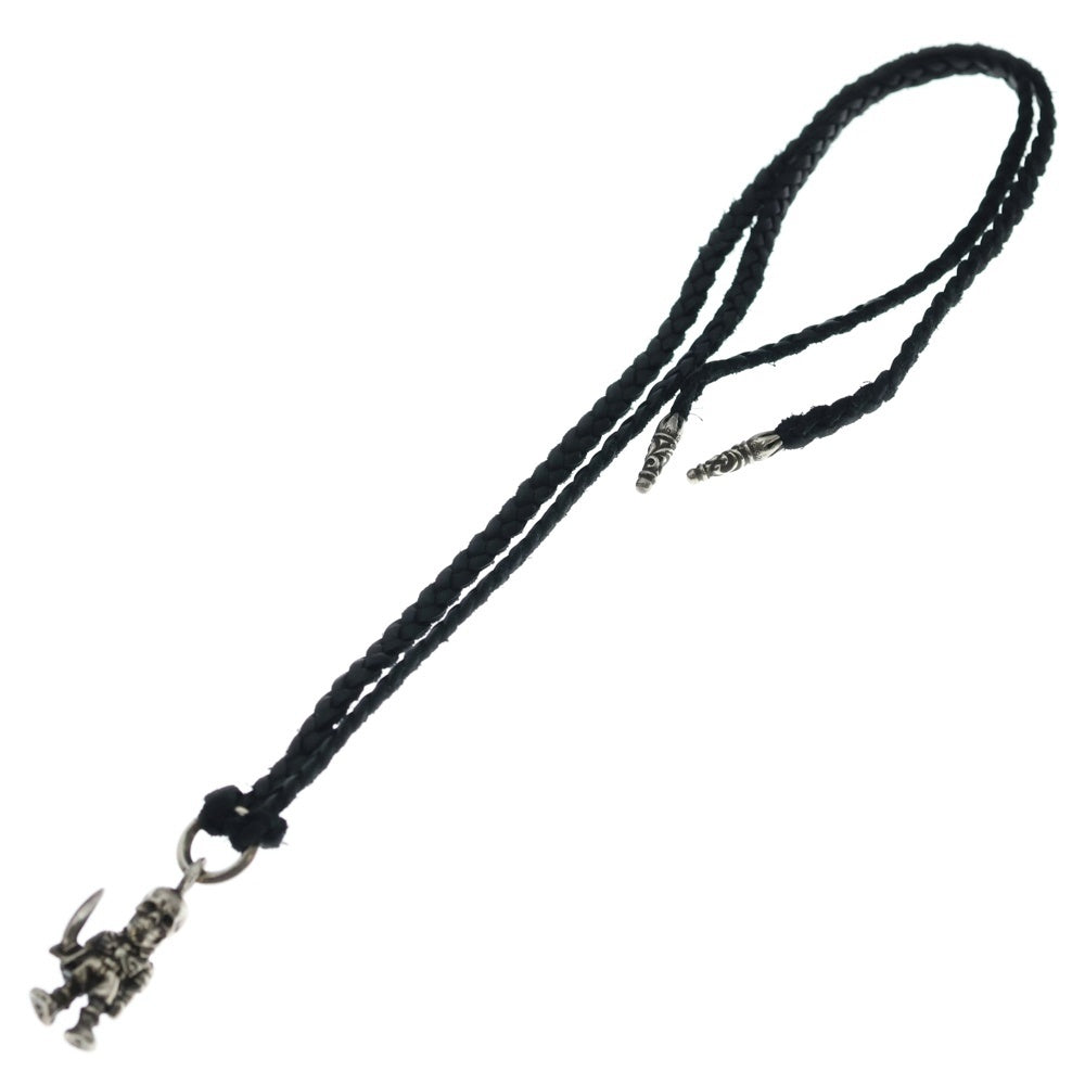 CHROME HEARTS(クロムハーツ) FOTI PEPE LEATHER BRAID フォティ ペペ レザーブレード ネックレス ブラック/シルバー