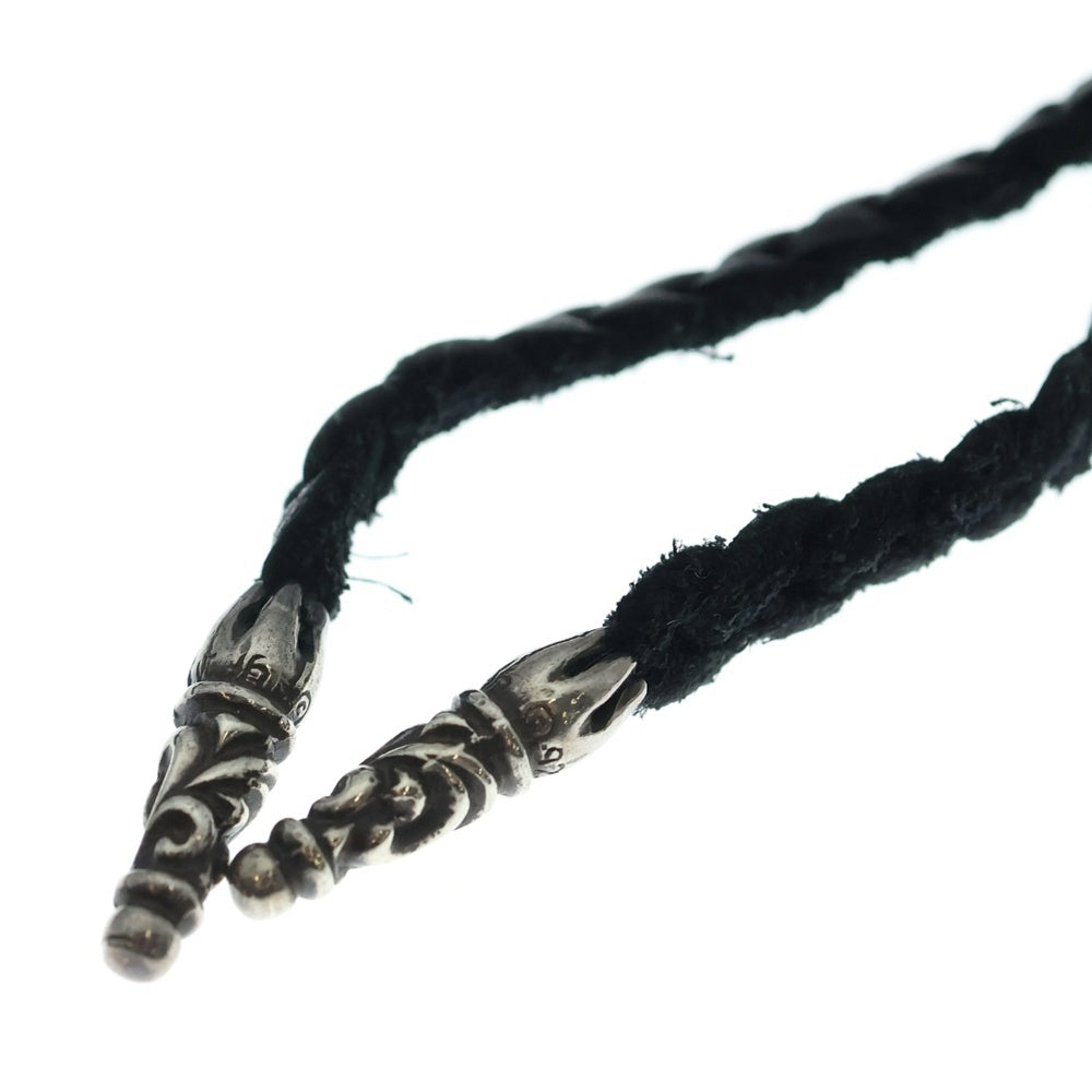 CHROME HEARTS(クロムハーツ) FOTI PEPE LEATHER BRAID フォティ ペペ レザーブレード ネックレス ブラック/シルバー