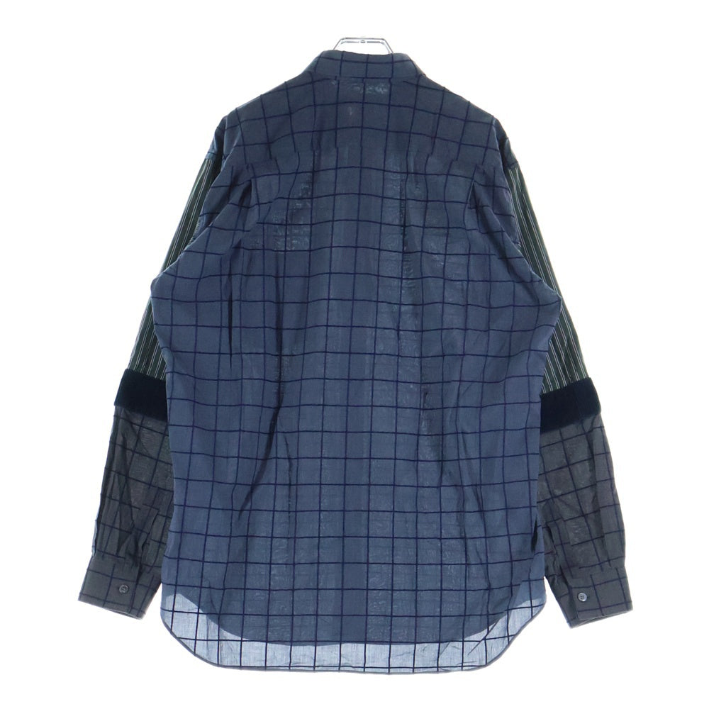 COMME des GARCONS SHIRT(コムデギャルソンシャツ) 解体再構築 袖切り替え 長袖シャツ ネイビー W24035