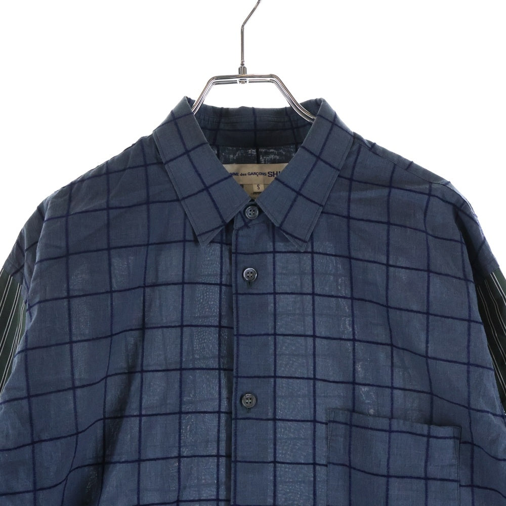 COMME des GARCONS SHIRT(コムデギャルソンシャツ) 解体再構築 袖切り替え 長袖シャツ ネイビー W24035