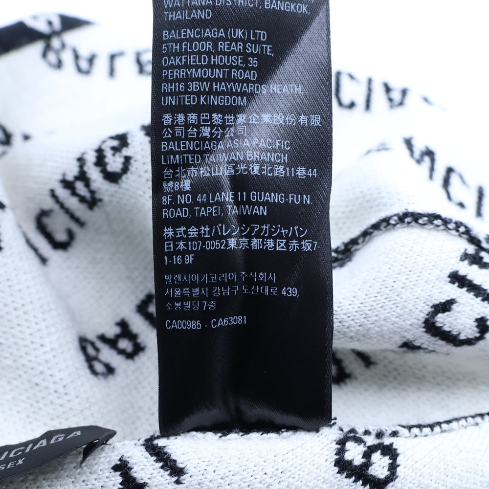 BALENCIAGA(バレンシアガ) 22AW 総柄ロゴ ウールニット帽 ブラック 719580 T1660