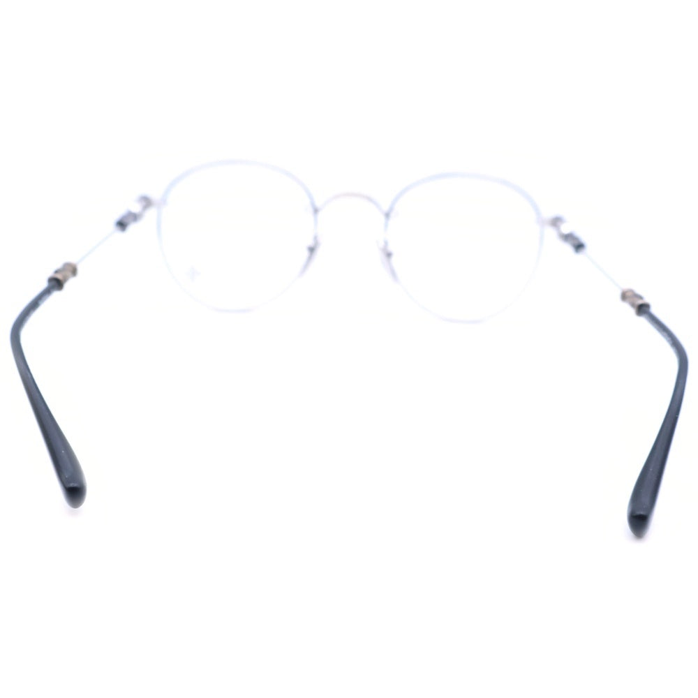 CHROME HEARTS(クロムハーツ) BUBBA-A クロステンプル メタルフレーム ラウンド眼鏡 アイウェア シルバー/ブラック