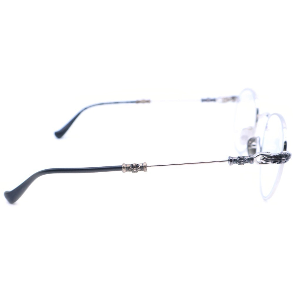 CHROME HEARTS(クロムハーツ) BUBBA-A クロステンプル メタルフレーム ラウンド眼鏡 アイウェア シルバー/ブラック