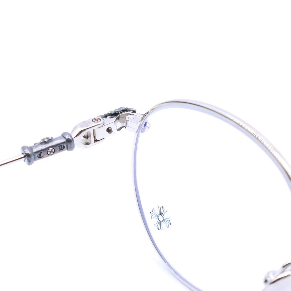 CHROME HEARTS(クロムハーツ) BUBBA-A クロステンプル メタルフレーム ラウンド眼鏡 アイウェア シルバー/ブラック