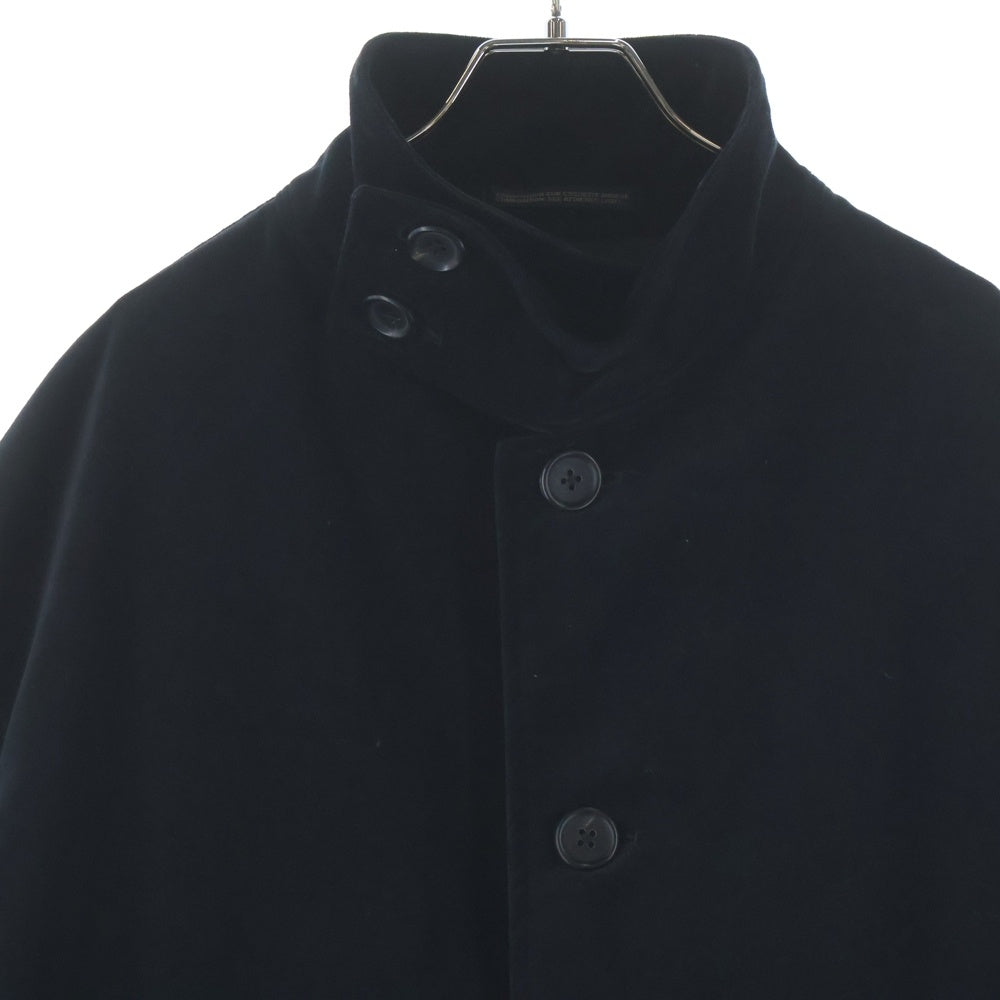 Yohji Yamamoto POUR HOMME(ヨウジヤマモト プールオム) 25AW スタンドカラー コットン別珍 ベルト付き シングルコート ブラック HM-C16-048