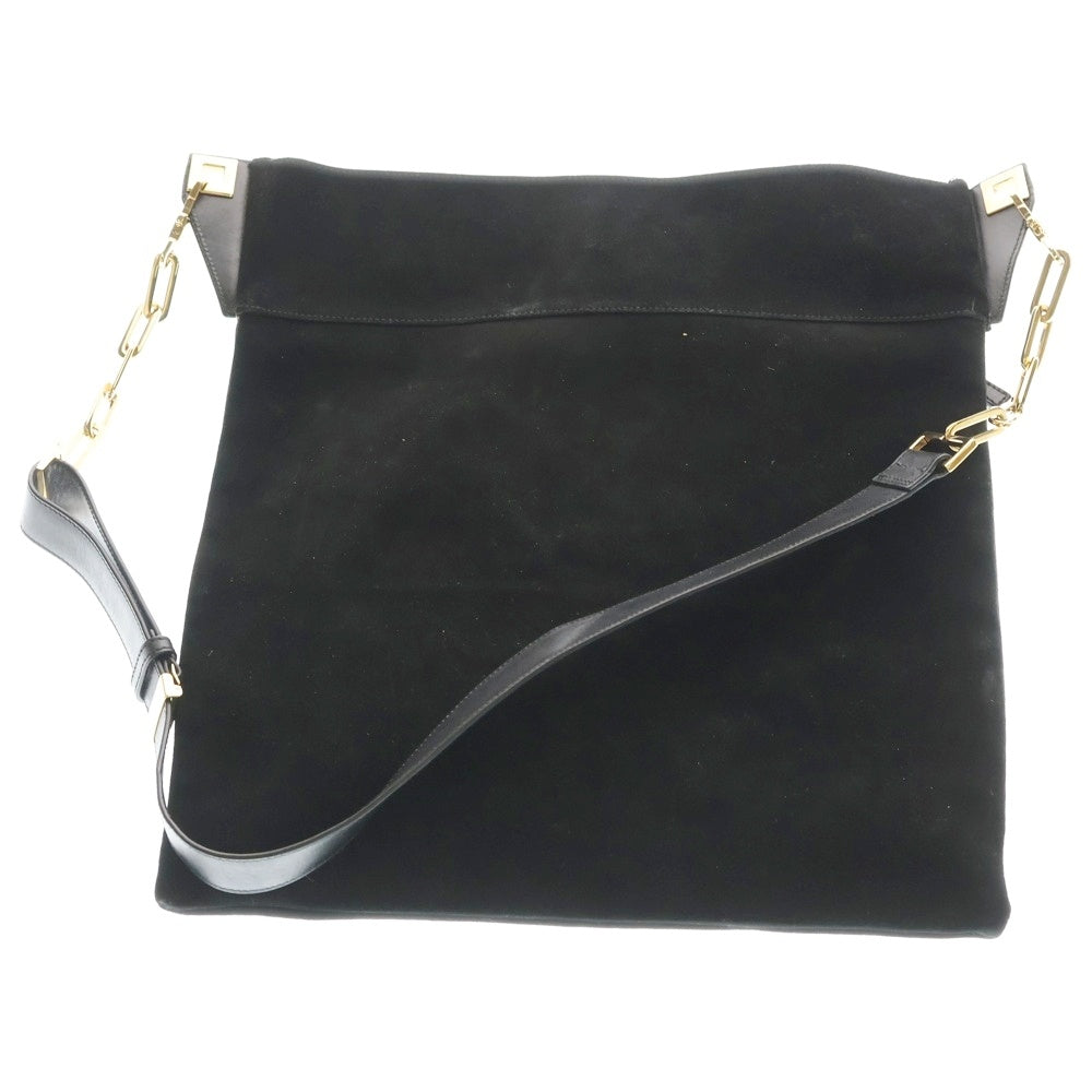 GUCCI(グッチ) フロンドブランドロゴ スエードショルダーバッグ ブラック 001274 レディース