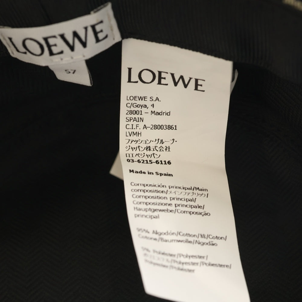 LOEWE(ロエベ) 総柄アナグラムロゴ ヘリンボーン レザーベルト付き バケットハット グレー レディース K820HB1X07