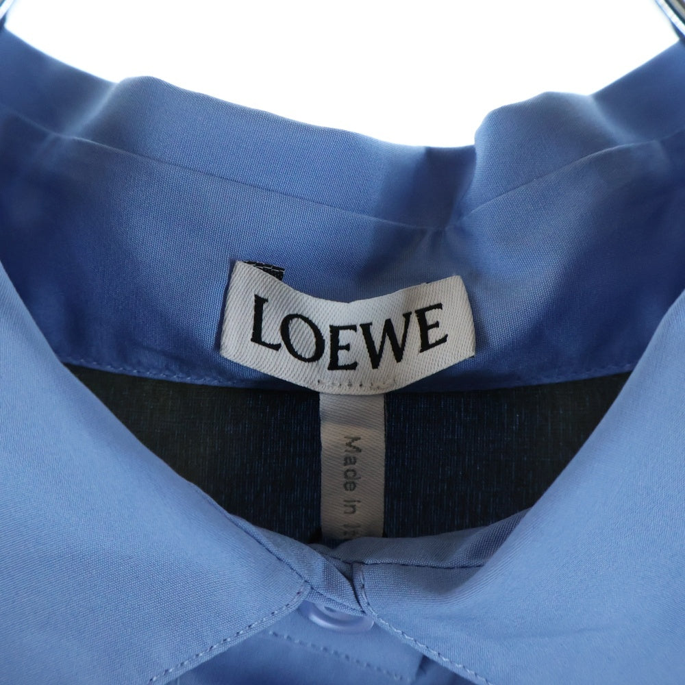 LOEWE(ロエベ) アナグラム刺繍 ターンアップ ロング長袖シャツ ブルー レディース S359Y09XED