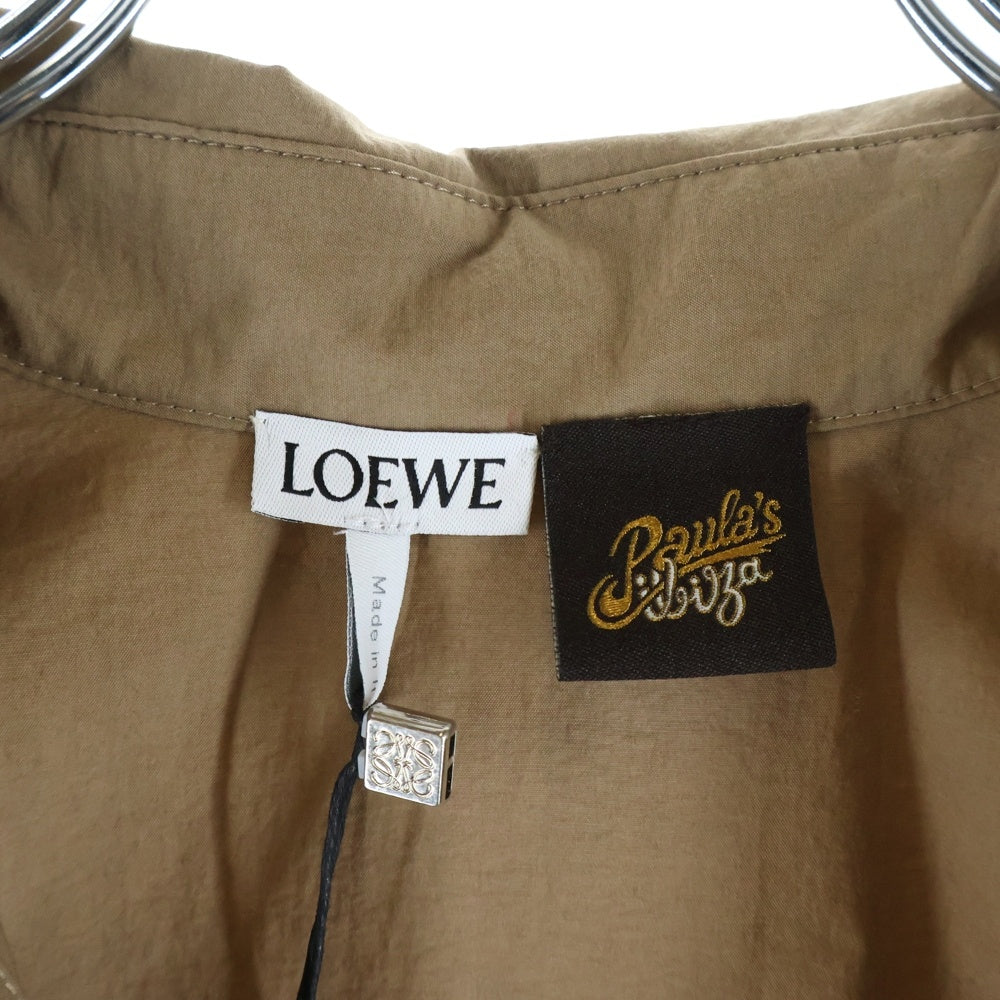 LOEWE(ロエベ) アナグラム刺繍 プリーツ入り ロング長袖シャツワンピース ベージュ レディース S616Y09XA1