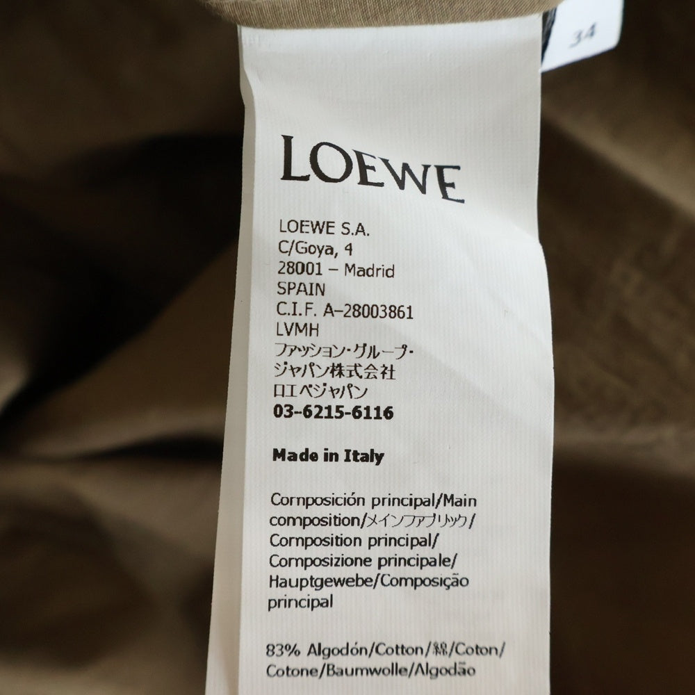 LOEWE(ロエベ) アナグラム刺繍 プリーツ入り ロング長袖シャツワンピース ベージュ レディース S616Y09XA1