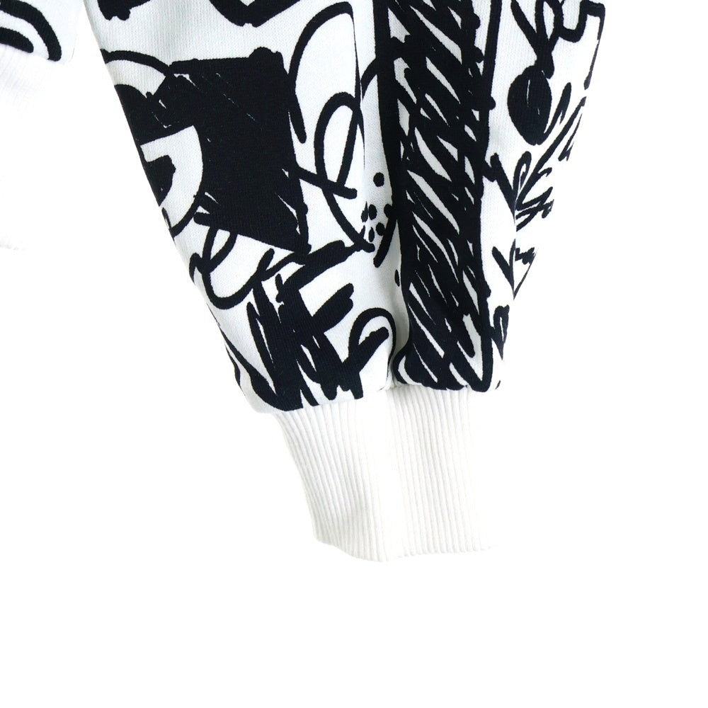 DOLCE & GABBANA(ドルチェアンドガッバーナ) FLOCKED GRAFFITIPRINT Hoodie 総柄ロゴ グラフィティプリント スウェットプルオーバーパーカー ブラック/ホワイト JZG9YV5T G7L8KB