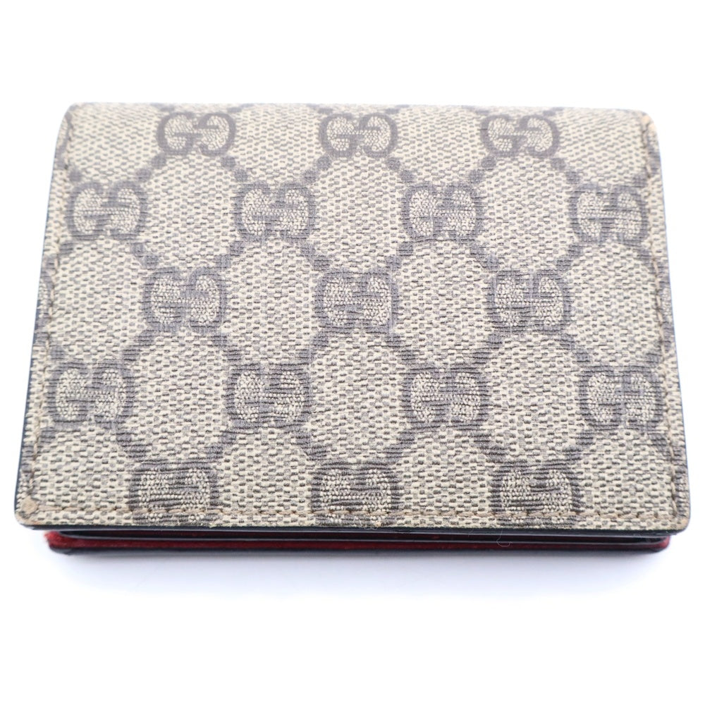 GUCCI(グッチ) GGスプリーム ミスティックキャット コンパクトウォレット 二つ折り財布 ベージュ 499380 レディース