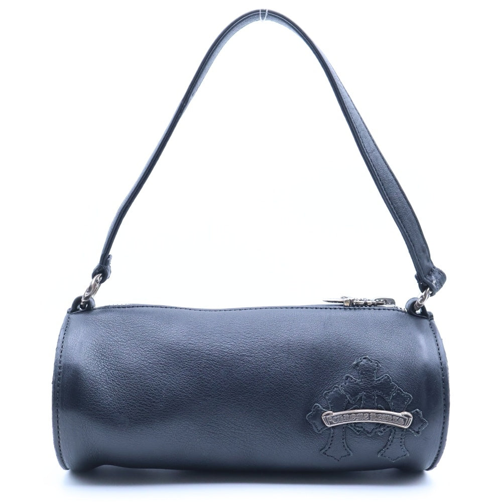 CHROME HEARTS(クロムハーツ) CEMETERY CROSS PATCH MINI BAG セメタリークロスパッチ レザーミニハンドバッグ ブラック