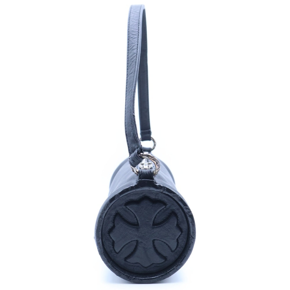 CHROME HEARTS(クロムハーツ) CEMETERY CROSS PATCH MINI BAG セメタリークロスパッチ レザーミニハンドバッグ ブラック