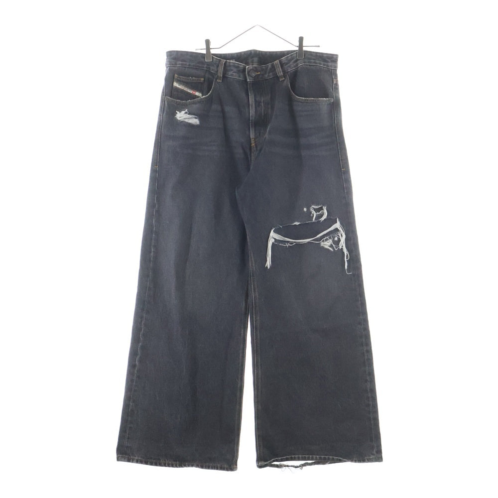 DIESEL(ディーゼル) Relaxed Jeans D-Rise リラックス Dライズ ダメージ加工 ウォッシュドデニムパンツ ブラック A06371