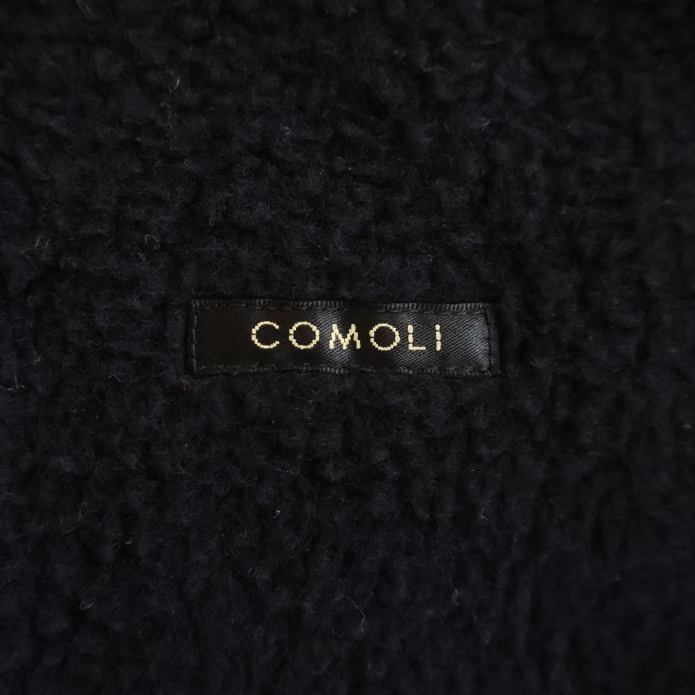 COMOLI(コモリ) コットンシルク 裏ボア ジップアップトラックジャケット ブラック CO3-01018