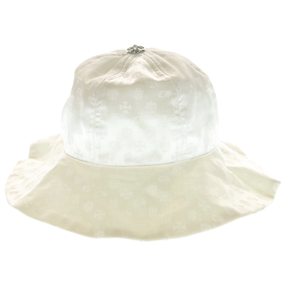 CHROME HEARTS(クロムハーツ) CH総柄 クロスボールボタン シルクバケットハット ホワイト