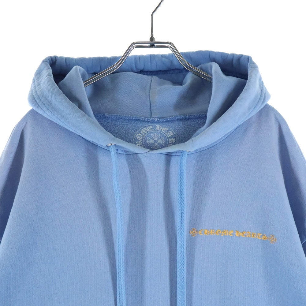 CHROME HEARTS(クロムハーツ) SWTSHRT PLVR 袖フローラルバックスクロールラベルプリント プルオーバーパーカー ブルー/イエロー