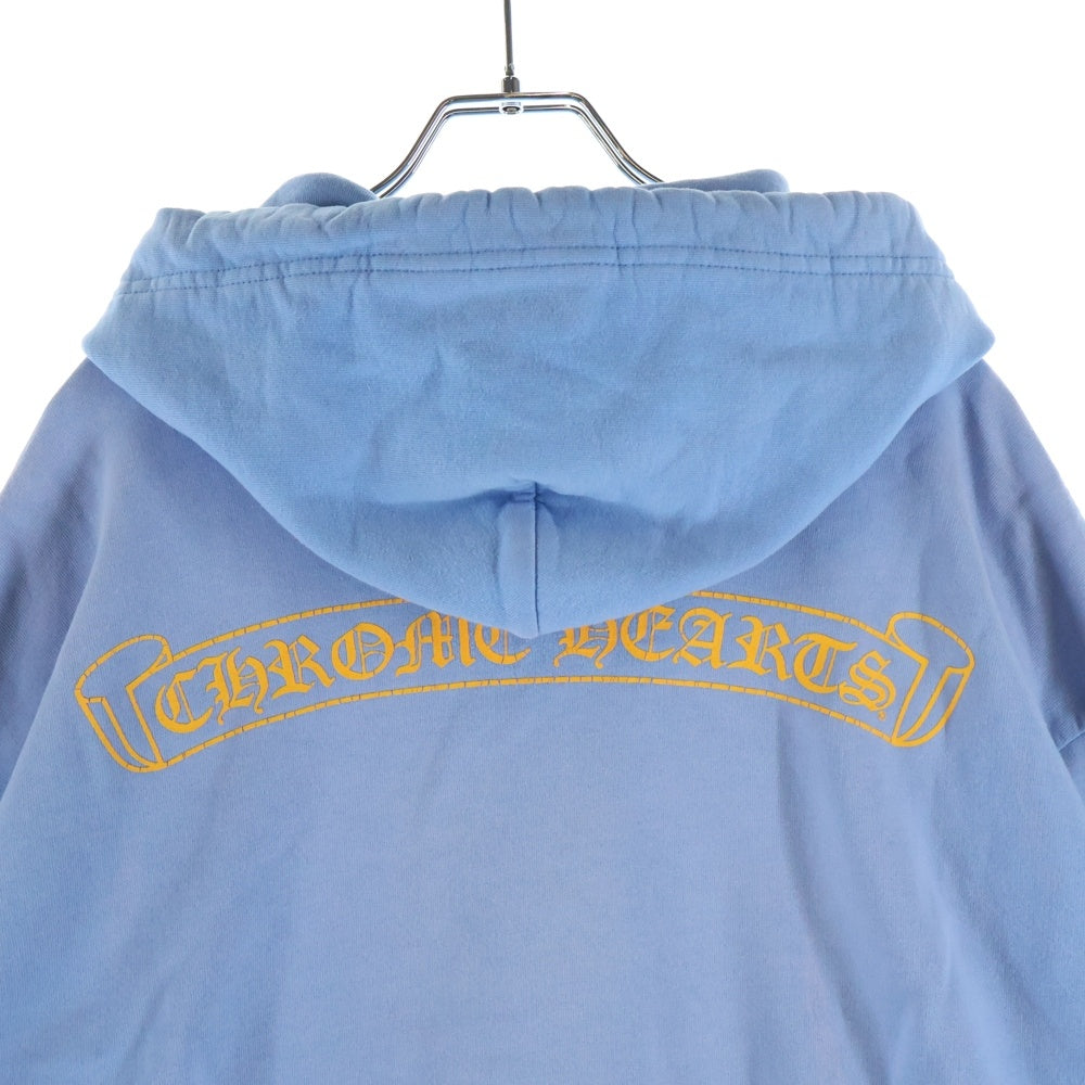 CHROME HEARTS(クロムハーツ) SWTSHRT PLVR 袖フローラルバックスクロールラベルプリント プルオーバーパーカー ブルー/イエロー