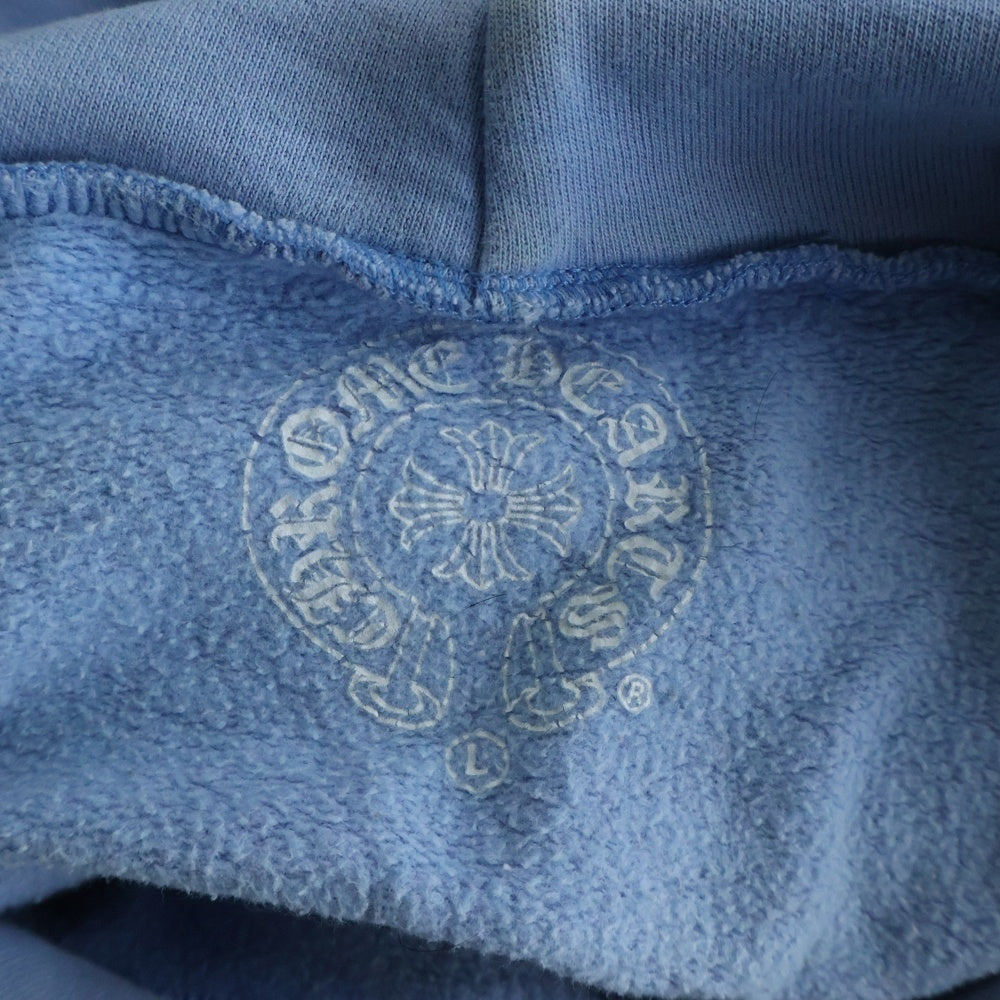 CHROME HEARTS(クロムハーツ) SWTSHRT PLVR 袖フローラルバックスクロールラベルプリント プルオーバーパーカー ブルー/イエロー