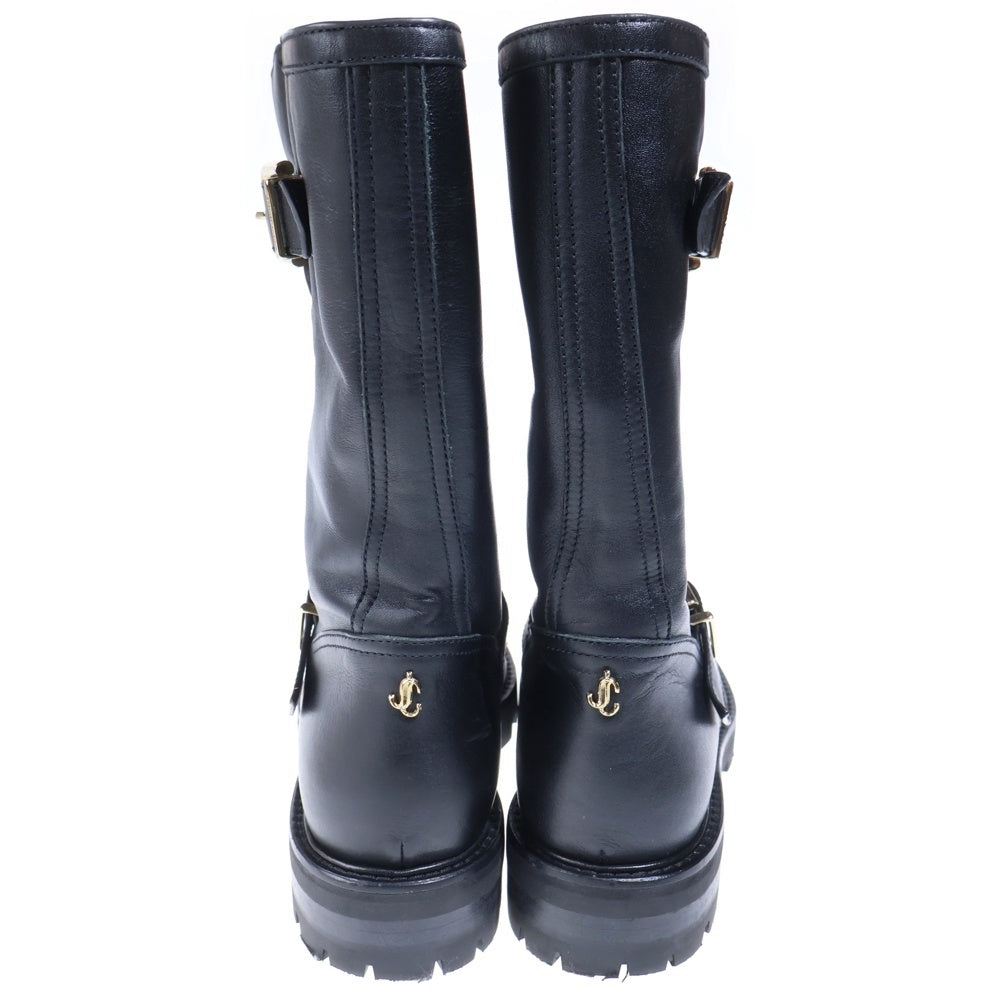JIMMY CHOO(ジミーチュウ) BIKER BOOTS スタッズディティール レザー バイカーブーツ ブラック/ゴールド