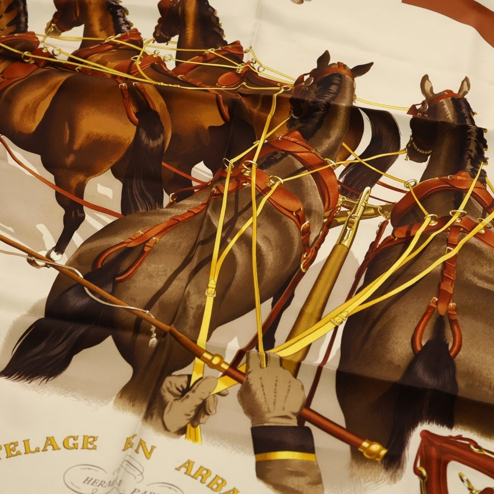 HERMES(エルメス) Attelage en Arbalete forever scarf カレ90 スカーフ ブラウン レディース