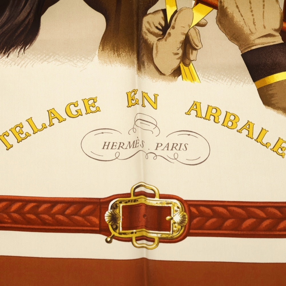 HERMES(エルメス) Attelage en Arbalete forever scarf カレ90 スカーフ ブラウン レディース