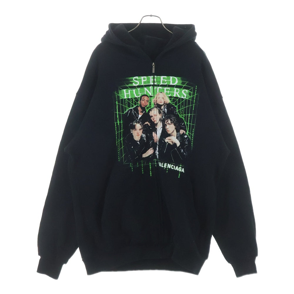 BALENCIAGA(バレンシアガ) 19SSSPEED HUNTERS ZIP UP HOODIE スピードハンタープリント ジップアップ スウェットパーカー ブラック 559100 TDV38