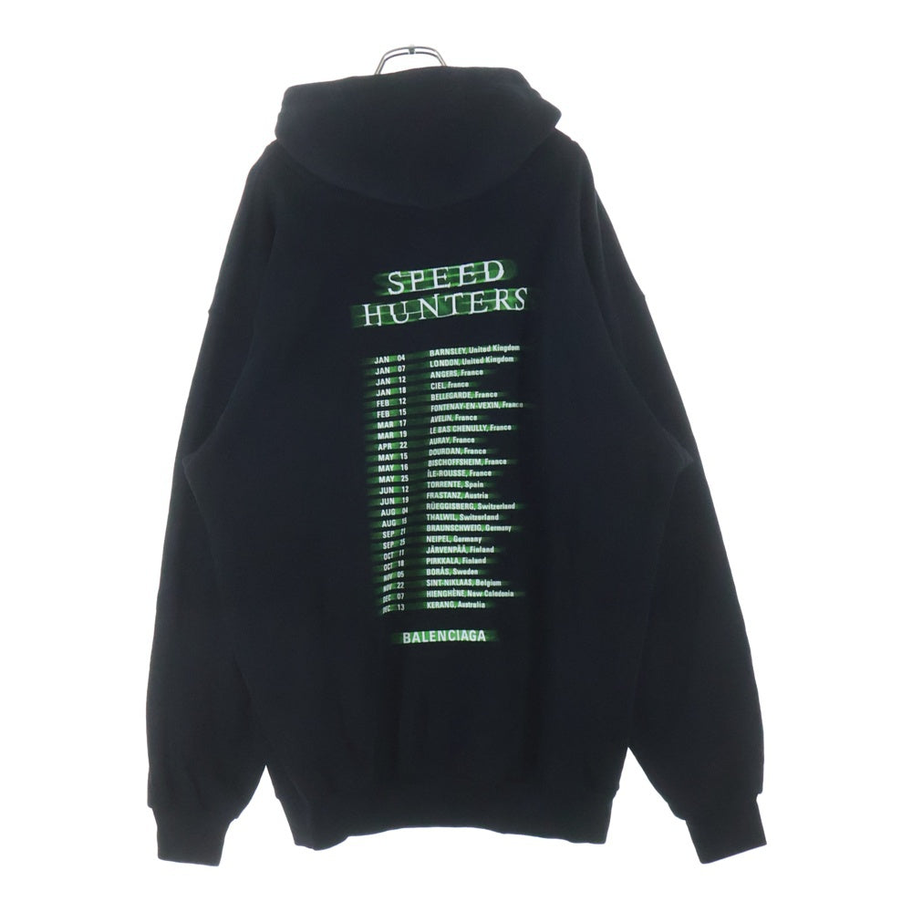 BALENCIAGA(バレンシアガ) 19SSSPEED HUNTERS ZIP UP HOODIE スピードハンタープリント ジップアップ スウェットパーカー ブラック 559100 TDV38