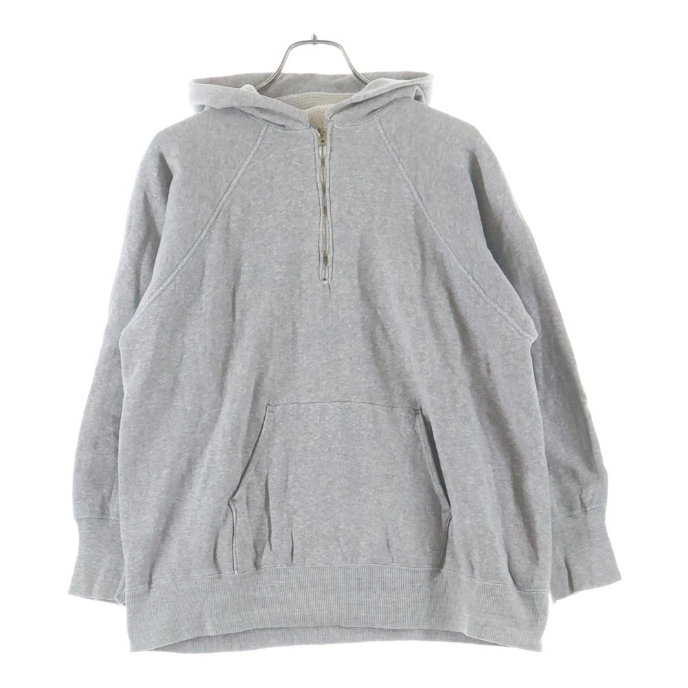 NO BRAND(ノーブランド) VINTAGE 50S B.V.D 裏地サーマル ハーフジップ スウェットパーカー グレー