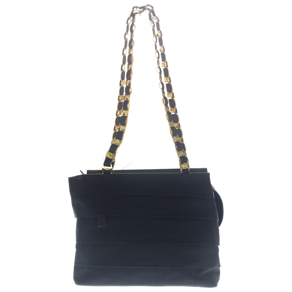 Salvatore Ferragamo(サルヴァトーレ フェラガモ) キャンバスレザー チェーントートバッグ ブラック/ゴールド レディース AU-21 5252