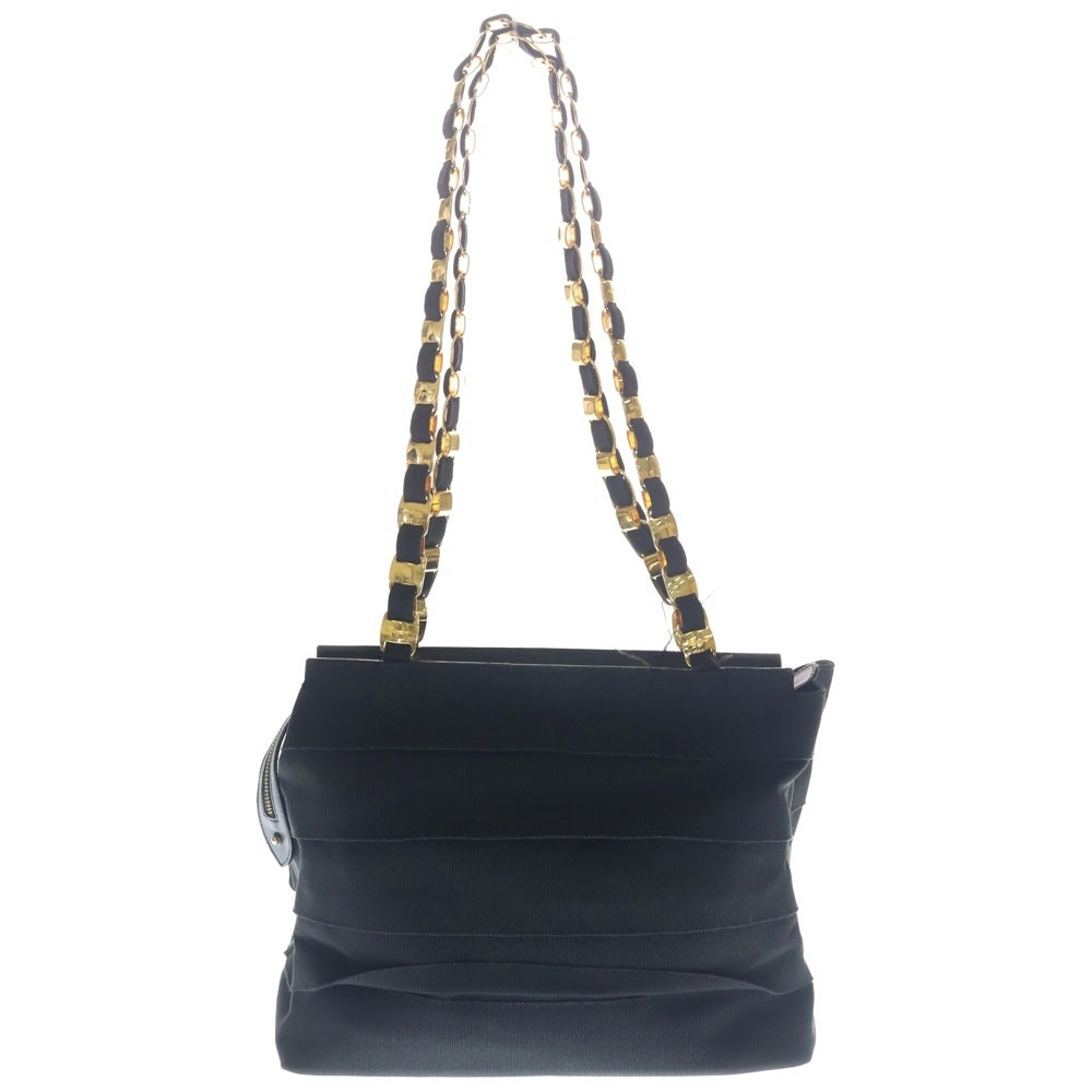 Salvatore Ferragamo(サルヴァトーレ フェラガモ) キャンバスレザー チェーントートバッグ ブラック/ゴールド レディース AU-21 5252