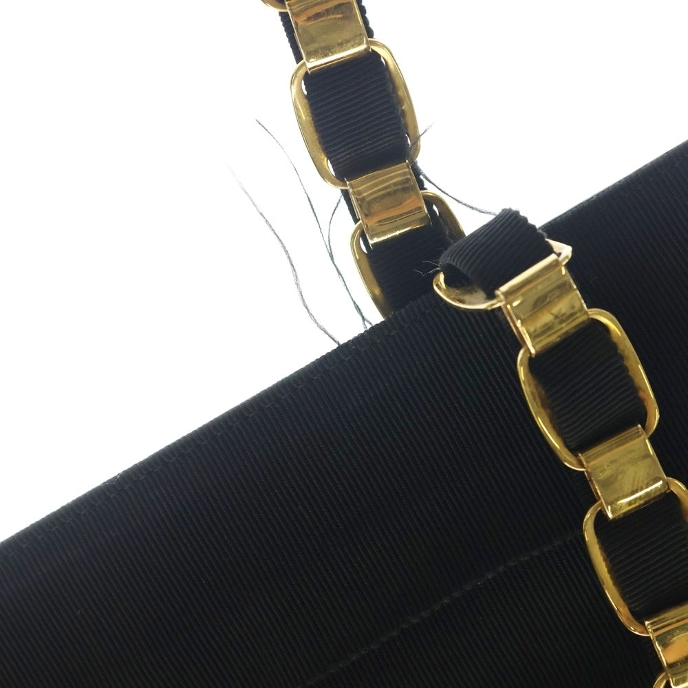 Salvatore Ferragamo(サルヴァトーレ フェラガモ) キャンバスレザー チェーントートバッグ ブラック/ゴールド レディース AU-21 5252