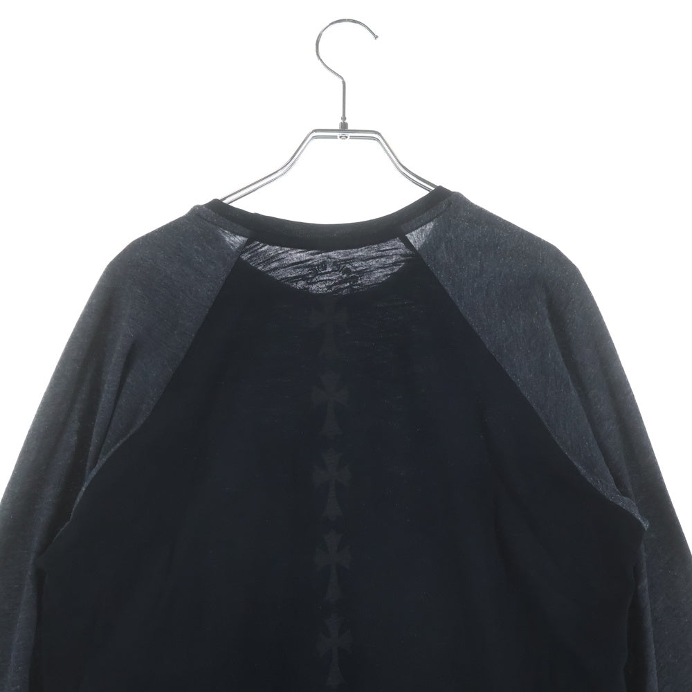 CHROME HEARTS(クロムハーツ) バックセメタリープリント ラグランクルーネック長袖Tシャツ ブラック/グレー