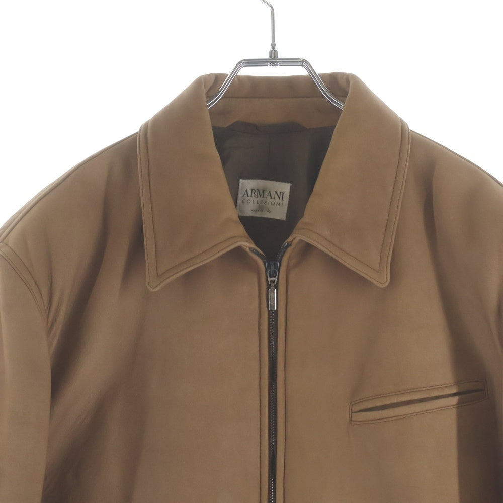 ARMANI COLLEZIONI(アルマーニ コレツィオーニ) ジップアップ ラムスウェードレザージャケット ブラウン A42R01