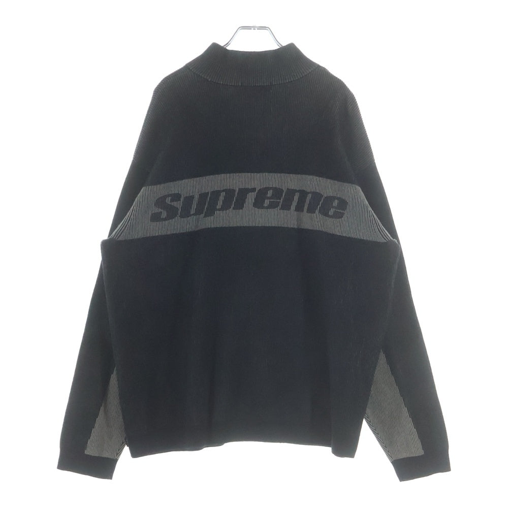 SUPREME(シュプリーム) 22AW 2-Tone Ribbed Zip Up Sweater バックロゴ ジップアップ リブ編み長袖ニットシャツ ブラック
