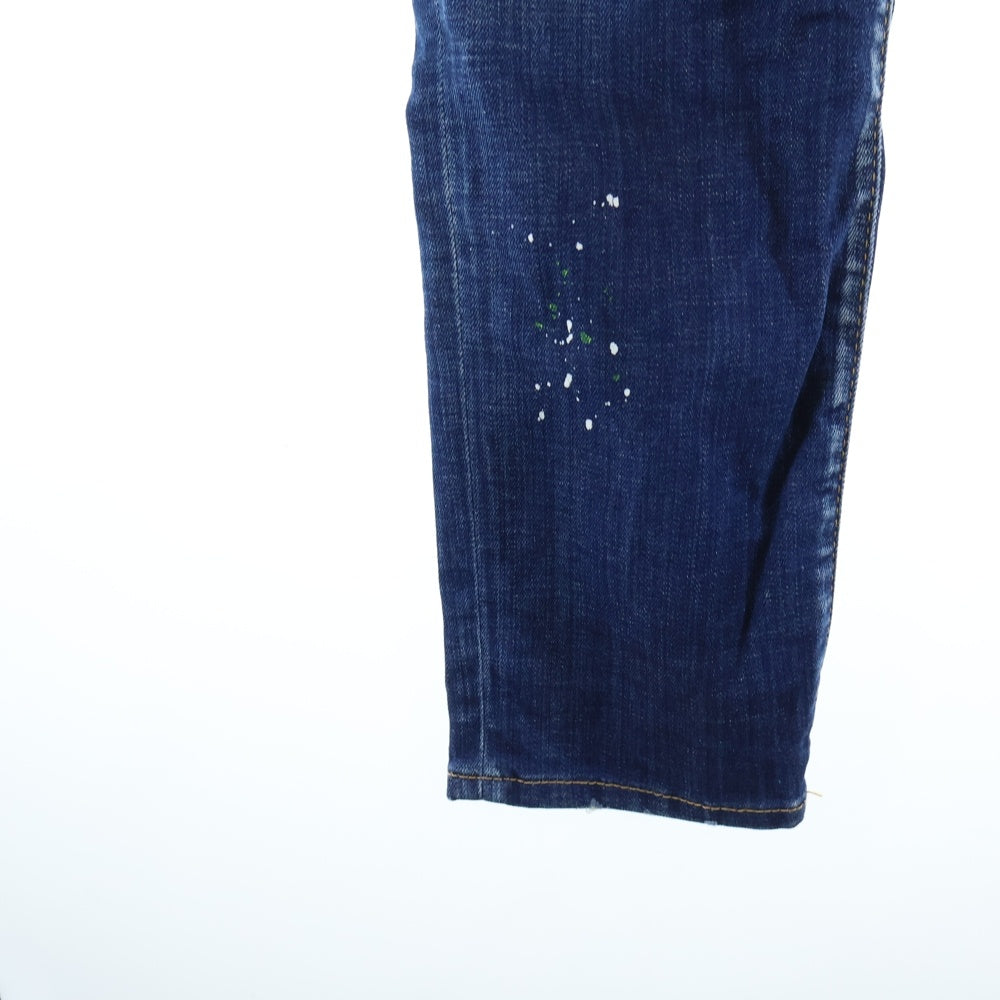 DSQUARED2(ディースクエアード) ペイント加工 ボタンフライ ストレートデニムパンツ インディゴ S74LB1274 S30342