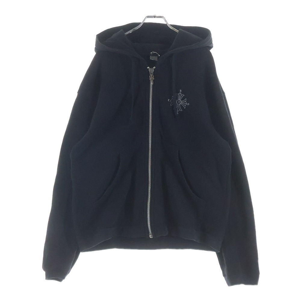 CHROME HEARTS(クロムハーツ) ×KYOSUKE HIMURO OLD SWTSHRT HD ZIP 氷室京介 オールド 袖フローラルプリント ダガージップアップパーカー フーディー ブラック/シルバー