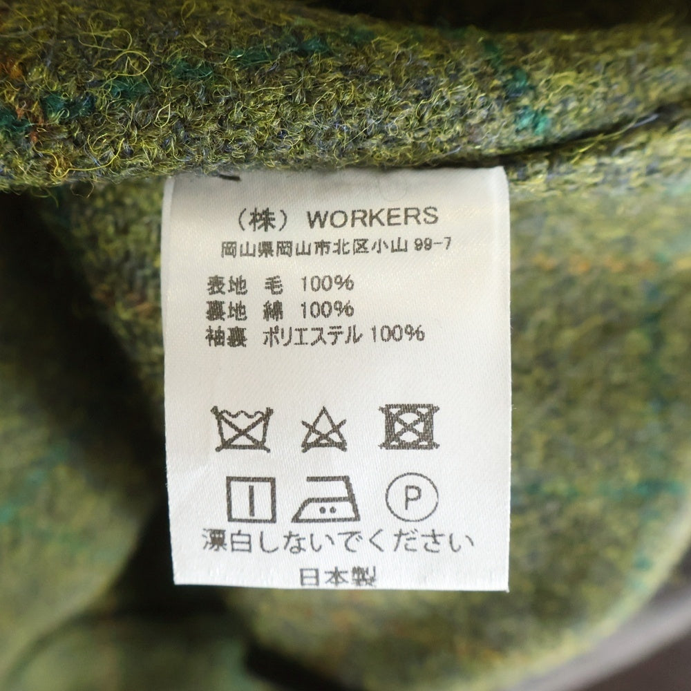 NO BRAND(ノーブランド) WORKERS (ワーカーズ) A Foggy Day Coat Green Harris Tweed ハリスツイード バルカラコート グリーン