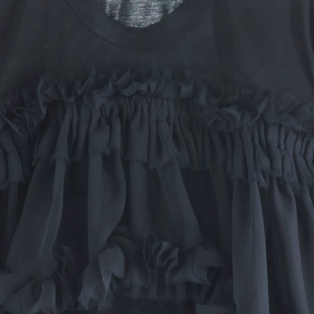 NOIR KEI NINOMIYA(ノワール ケイニノミヤ) 26SS チュールギャザー クルーネック長袖Tシャツカットソー ブラック レディース 3Q-T002